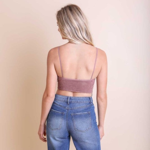 SOLD OUT Mocha V-Cut Textured Solid Stretchy Brami Bralette - Picture 2 of 5